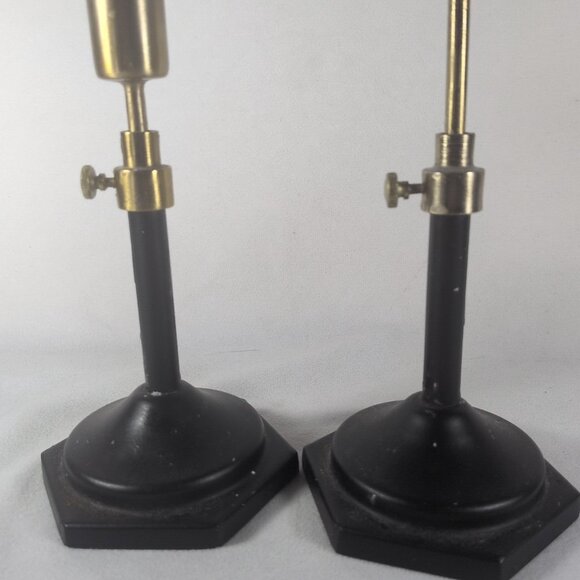 Hearth & Hand Magnolia Candle Holders 2 Black & Brass Taper Sticks Adjustable - Picture 9 of 10